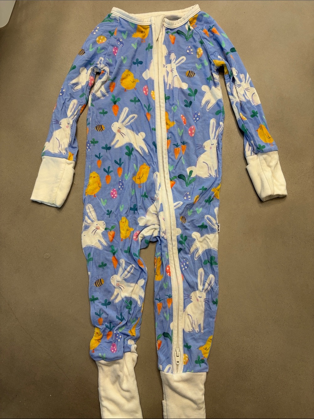 Little Sleepies 6-12 Months Light Blue Bunny & Chick Zipper Footie Pajamas